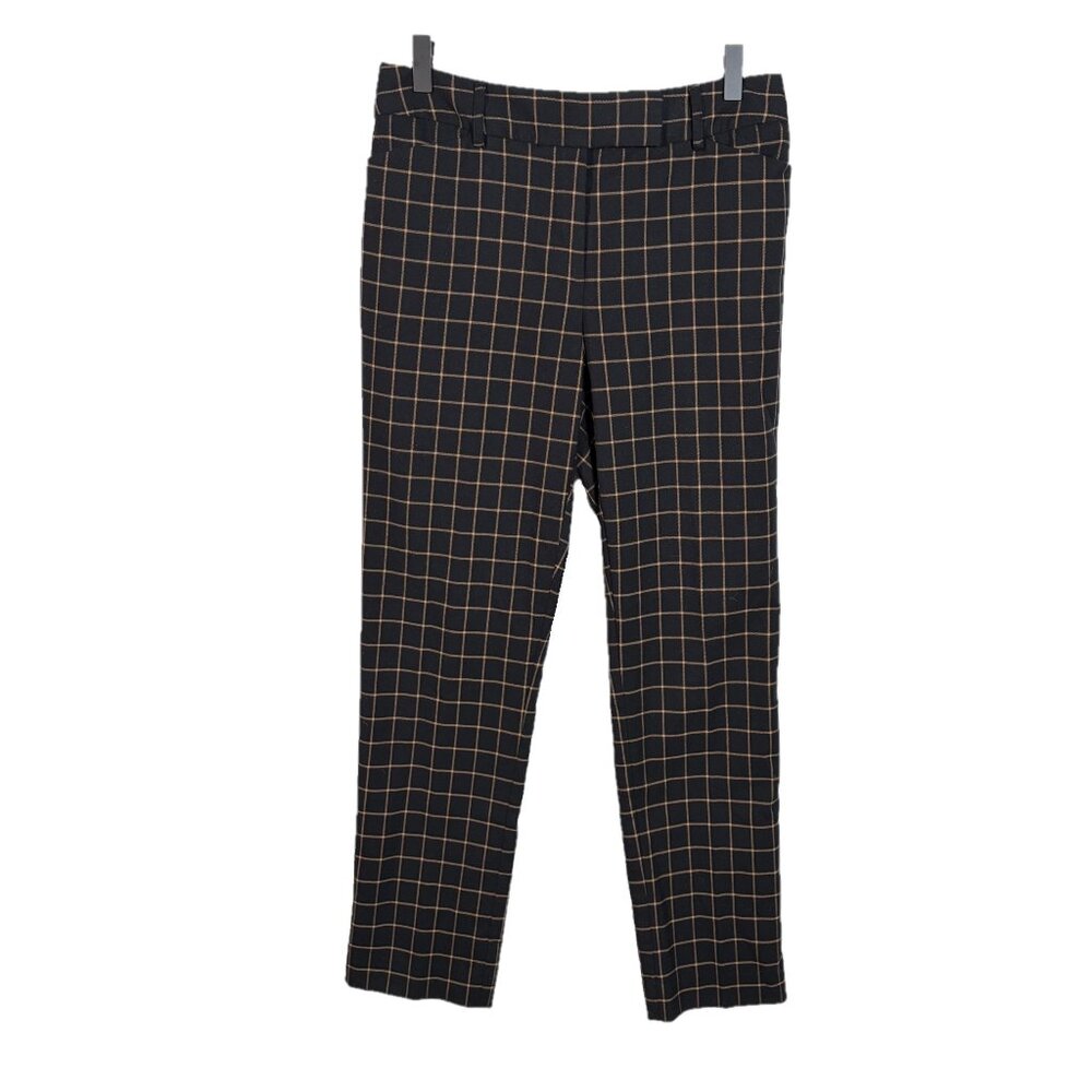 Charter Club Black & Tan Windowpane Trousers Size 6